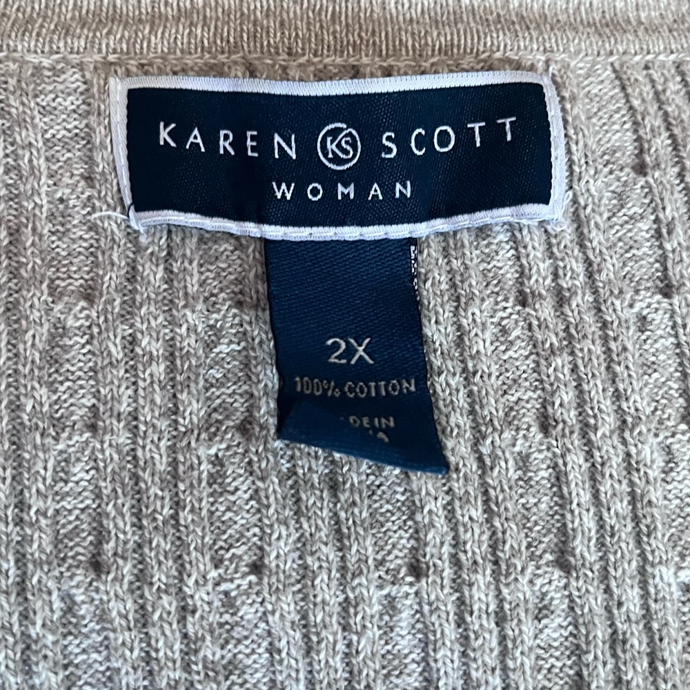 Karen Scott Gray Cozy Henley Ribbed Button-Up‎ Sweater - Picture 4 of 4